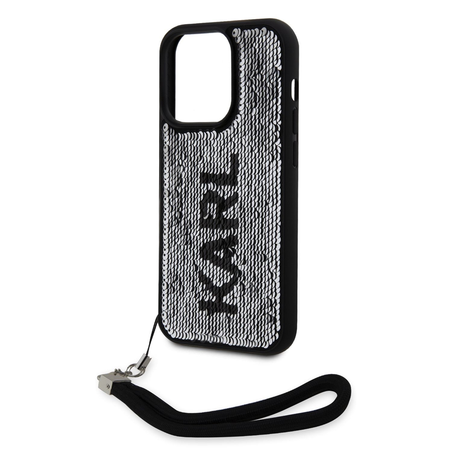 Karl Lagerfeld Sequins Reversible Zadní Kryt pro iPhone 15 Pro Black/Silver