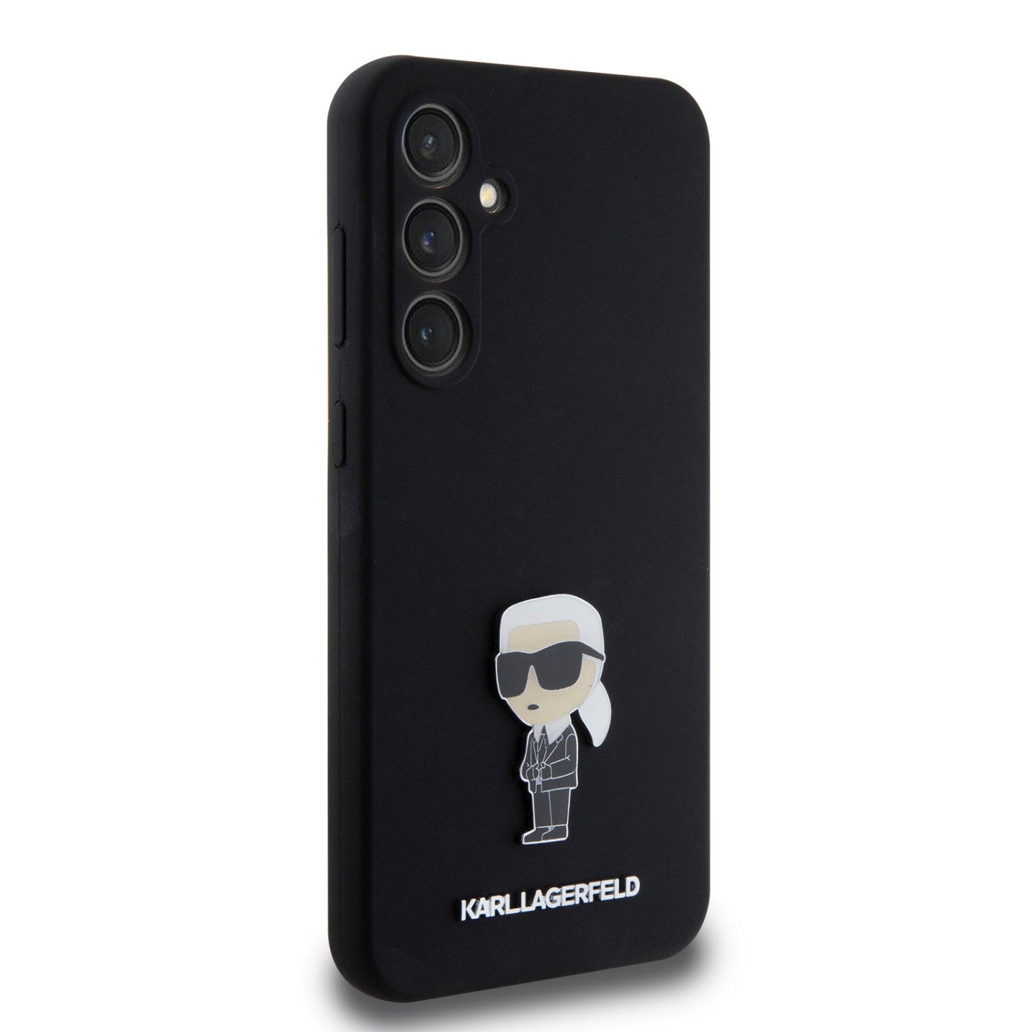 Zadní kryt Karl Lagerfeld Liquid Silicone Metal Ikonik pro Samsung Galaxy S23 FE, černá