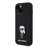 Karl Lagerfeld Liquid Silicone Metal Ikonik Zadní Kryt pro iPhone 15 Black