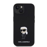 Karl Lagerfeld Liquid Silicone Metal Ikonik Zadní Kryt pro iPhone 15 Black