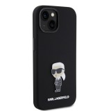 Karl Lagerfeld Liquid Silicone Metal Ikonik Zadní Kryt pro iPhone 15 Black