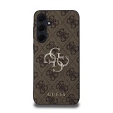 Guess PU 4G Metal Logo Zadní Kryt pro Samsung Galaxy A35 5G Brown