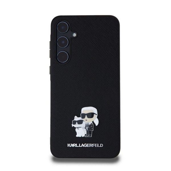 Zadní kryt Karl Lagerfeld PU Saffiano Metal Karl and Choupette pro Samsung Galaxy A55 5G, černá