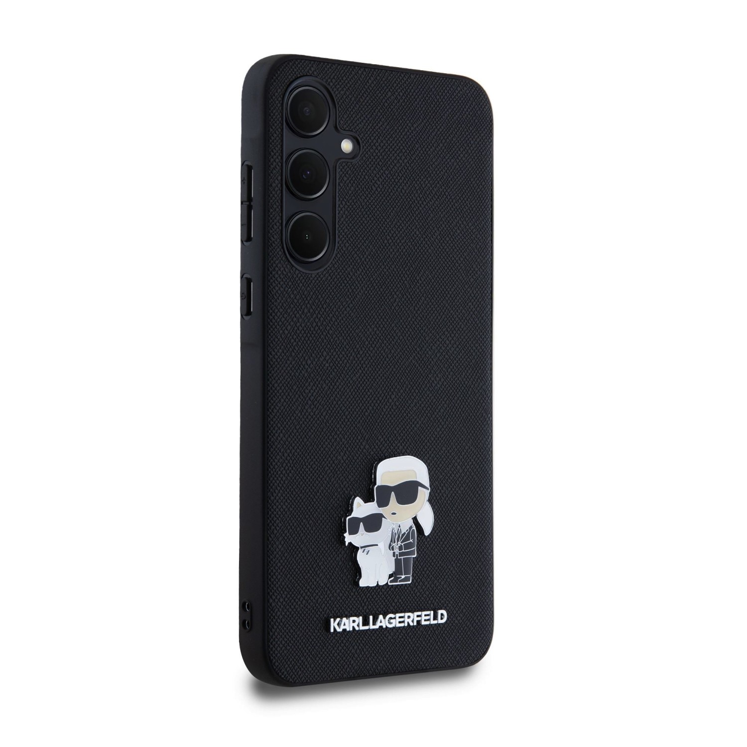 Karl Lagerfeld PU Saffiano Metal Karl and Choupette Zadní Kryt pro Samsung Galaxy A35 5G Black