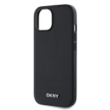 DKNY PU Leather Silver Metal Logo Magsafe Zadní Kryt pro iPhone 15 Black