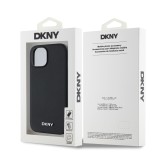 DKNY PU Leather Silver Metal Logo Magsafe Zadní Kryt pro iPhone 15 Black