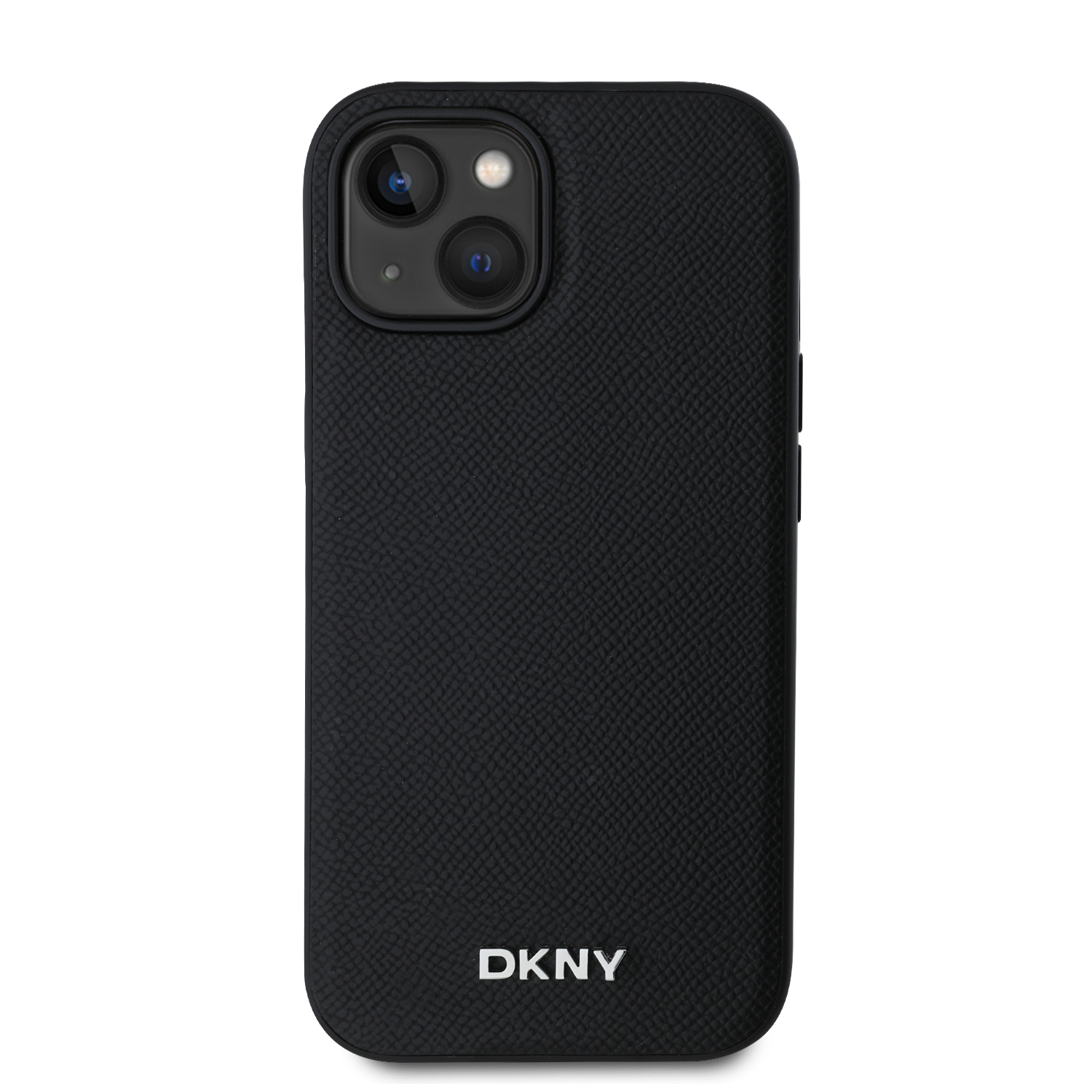 DKNY PU Leather Silver Metal Logo Magsafe Zadní Kryt pro iPhone 15 Black