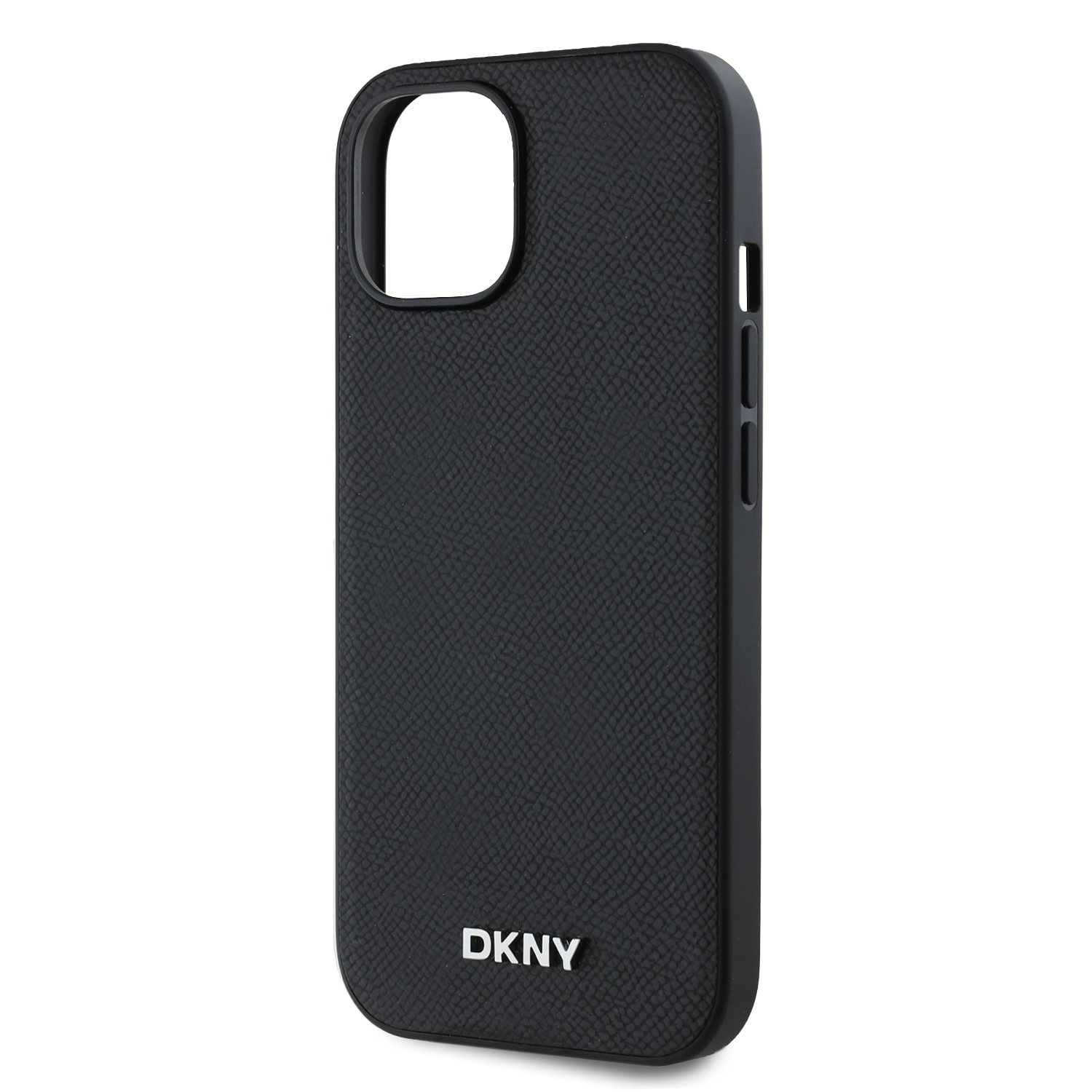 DKNY PU Leather Silver Metal Logo Magsafe Zadní Kryt pro iPhone 14 Black