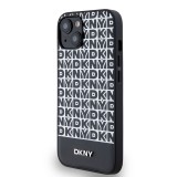 DKNY PU Leather Repeat Pattern Bottom Stripe MagSafe Zadní Kryt pro iPhone 13 Black