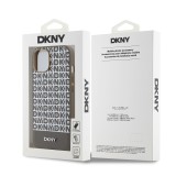 DKNY PU Leather Repeat Pattern Bottom Stripe MagSafe Zadní Kryt pro iPhone 14 Brown