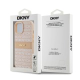 DKNY PU Leather Repeat Pattern Tonal Stripe Zadní Kryt pro iPhone 15 Pink