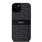 DKNY PU Leather Repeat Pattern Tonal Stripe Zadní Kryt pro iPhone 15 Plus Black