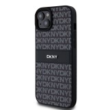 DKNY PU Leather Repeat Pattern Tonal Stripe Zadní Kryt pro iPhone 15 Plus Black