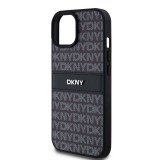 DKNY PU Leather Repeat Pattern Tonal Stripe Zadní Kryt pro iPhone 15 Black