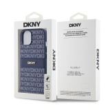 DKNY PU Leather Repeat Pattern Tonal Stripe Zadní Kryt pro iPhone 14 Blue