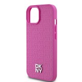 DKNY PU Leather Repeat Pattern Stack Logo Magsafe Zadní Kryt pro iPhone 15 Pink