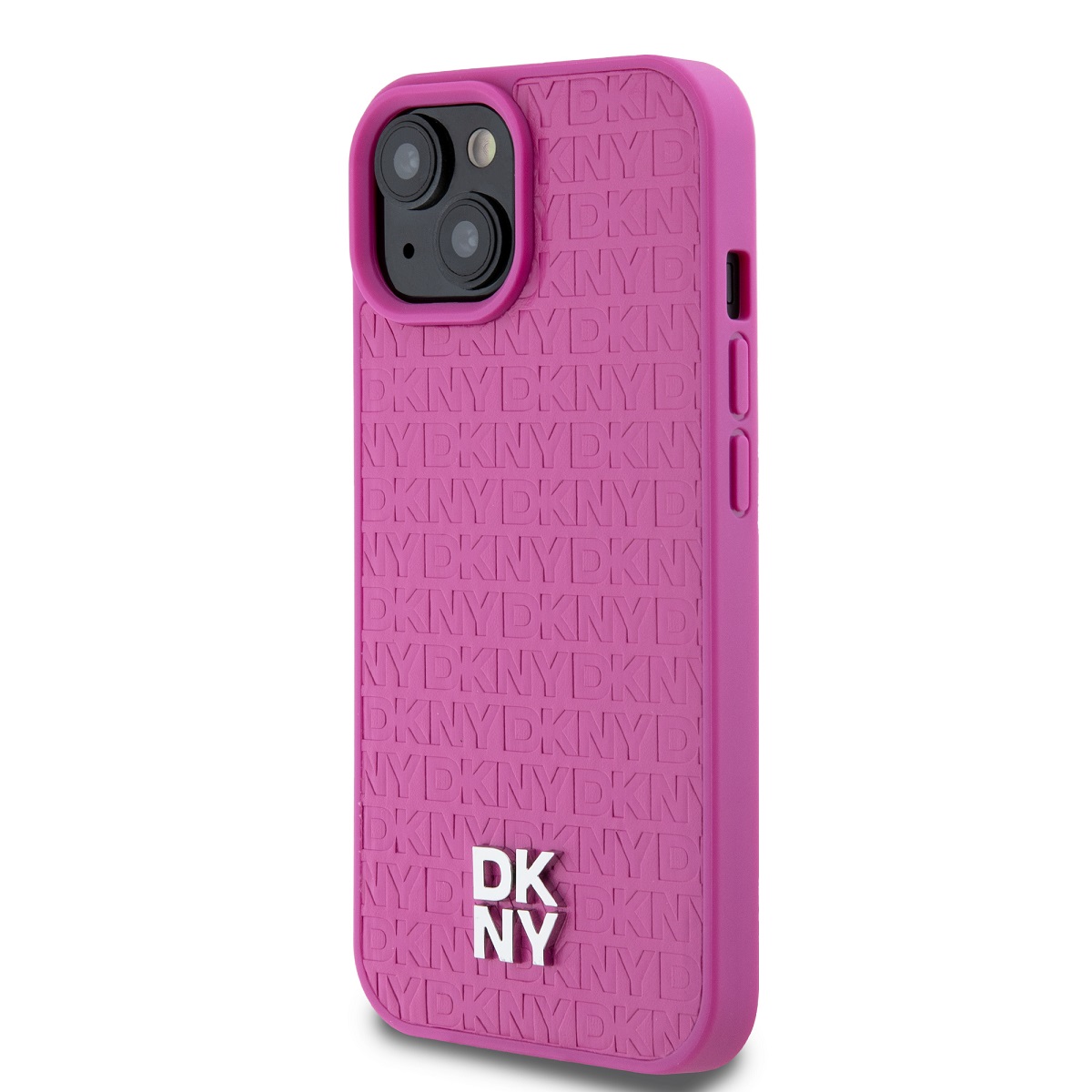 Zadní kryt DKNY PU Leather Repeat Pattern Stack Logo Magsafe pro Apple iPhone 15, růžová