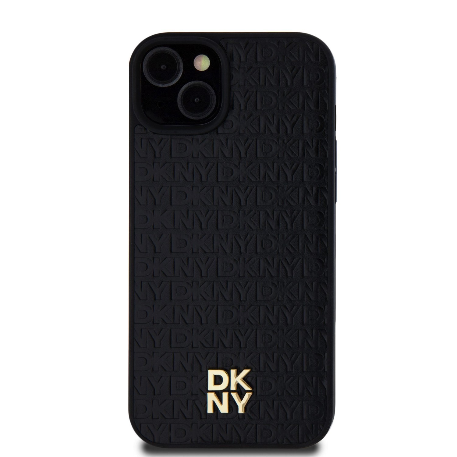 DKNY PU Leather Repeat Pattern Stack Logo Magsafe Zadní Kryt pro iPhone 15 Plus Black