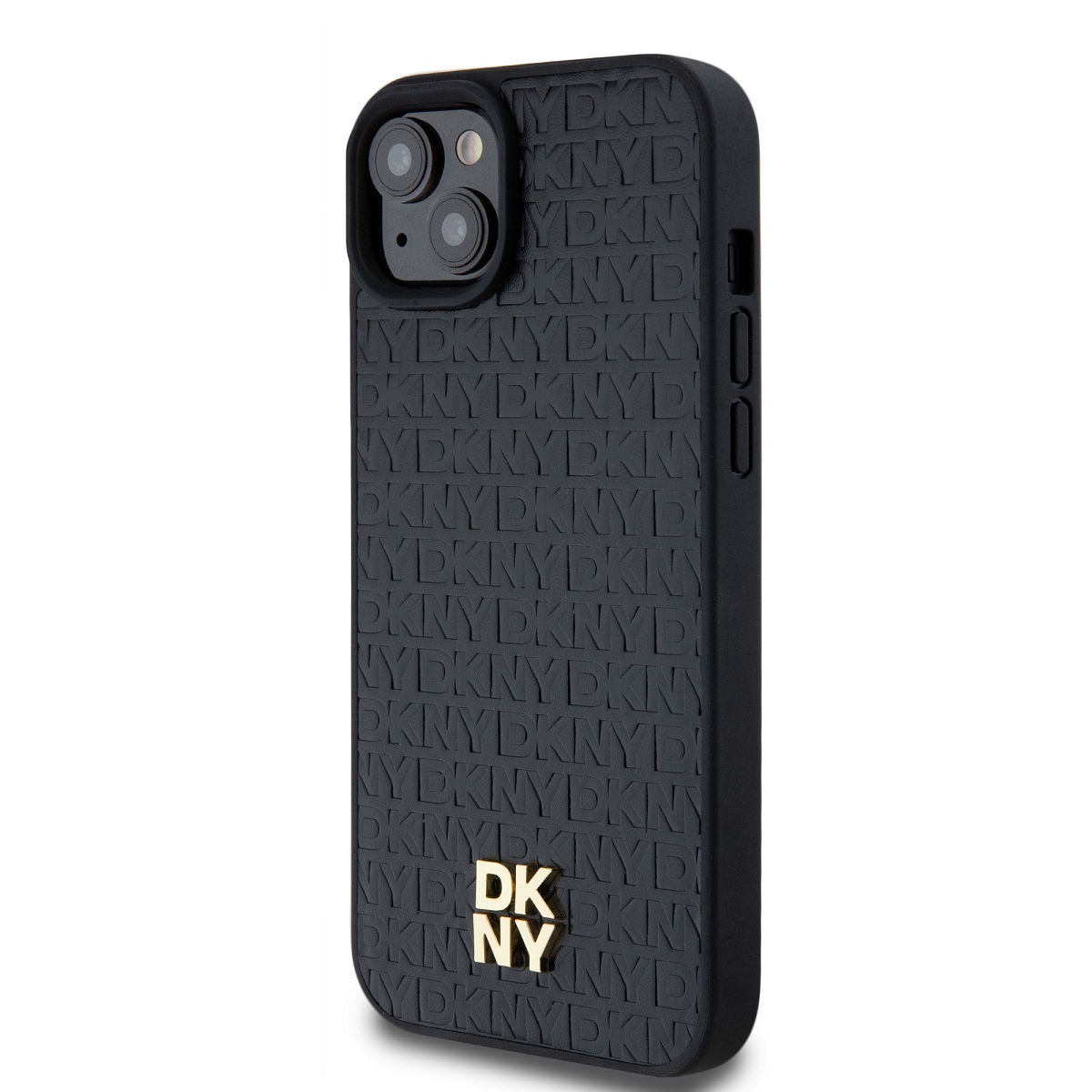Zadní kryt DKNY PU Leather Repeat Pattern Stack Logo Magsafe pro Apple iPhone 13, černá