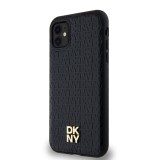 DKNY PU Leather Repeat Pattern Stack Logo Magsafe Zadní Kryt pro iPhone 11 Black