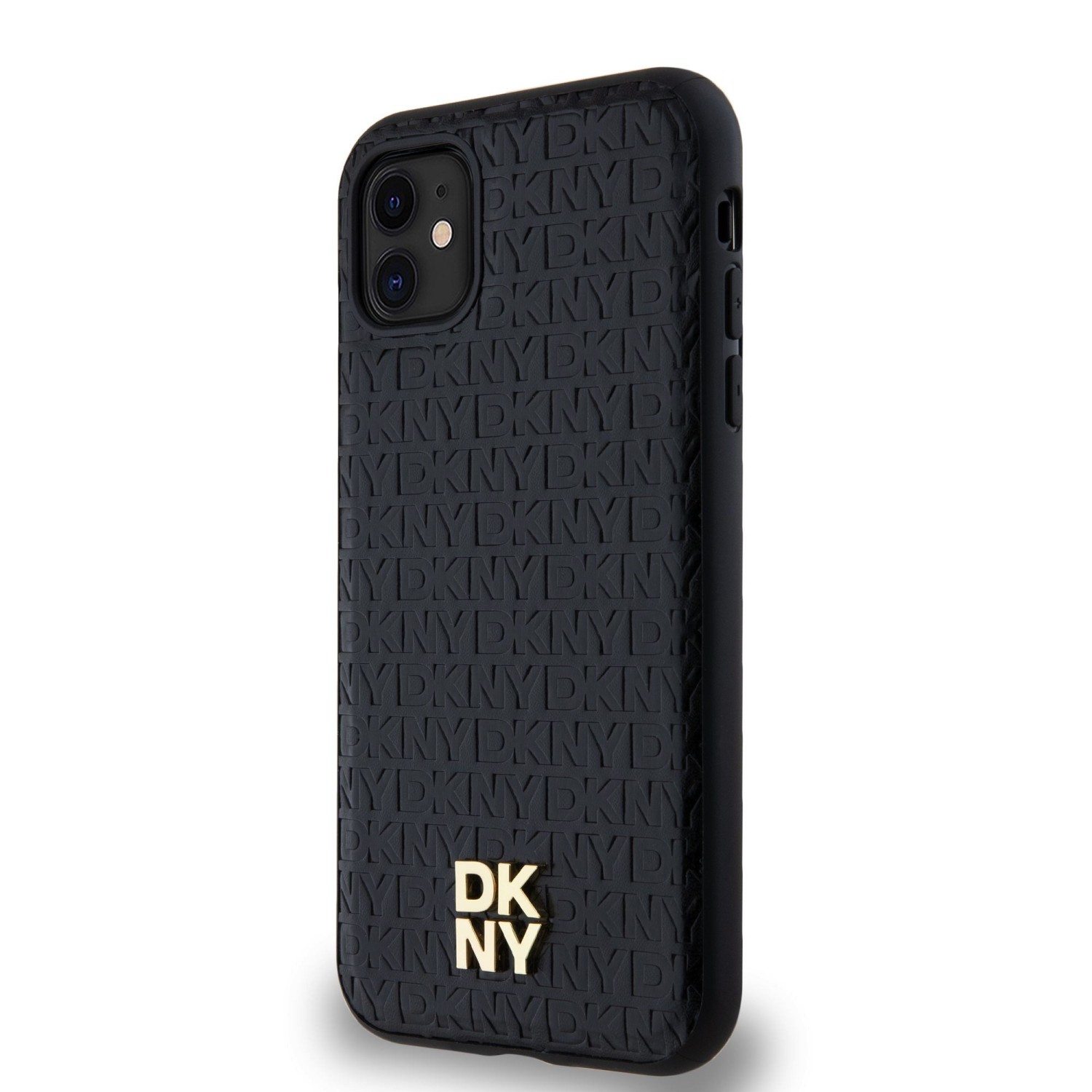 Zadní kryt DKNY PU Leather Repeat Pattern Stack Logo Magsafe pro Apple iPhone 11, černá