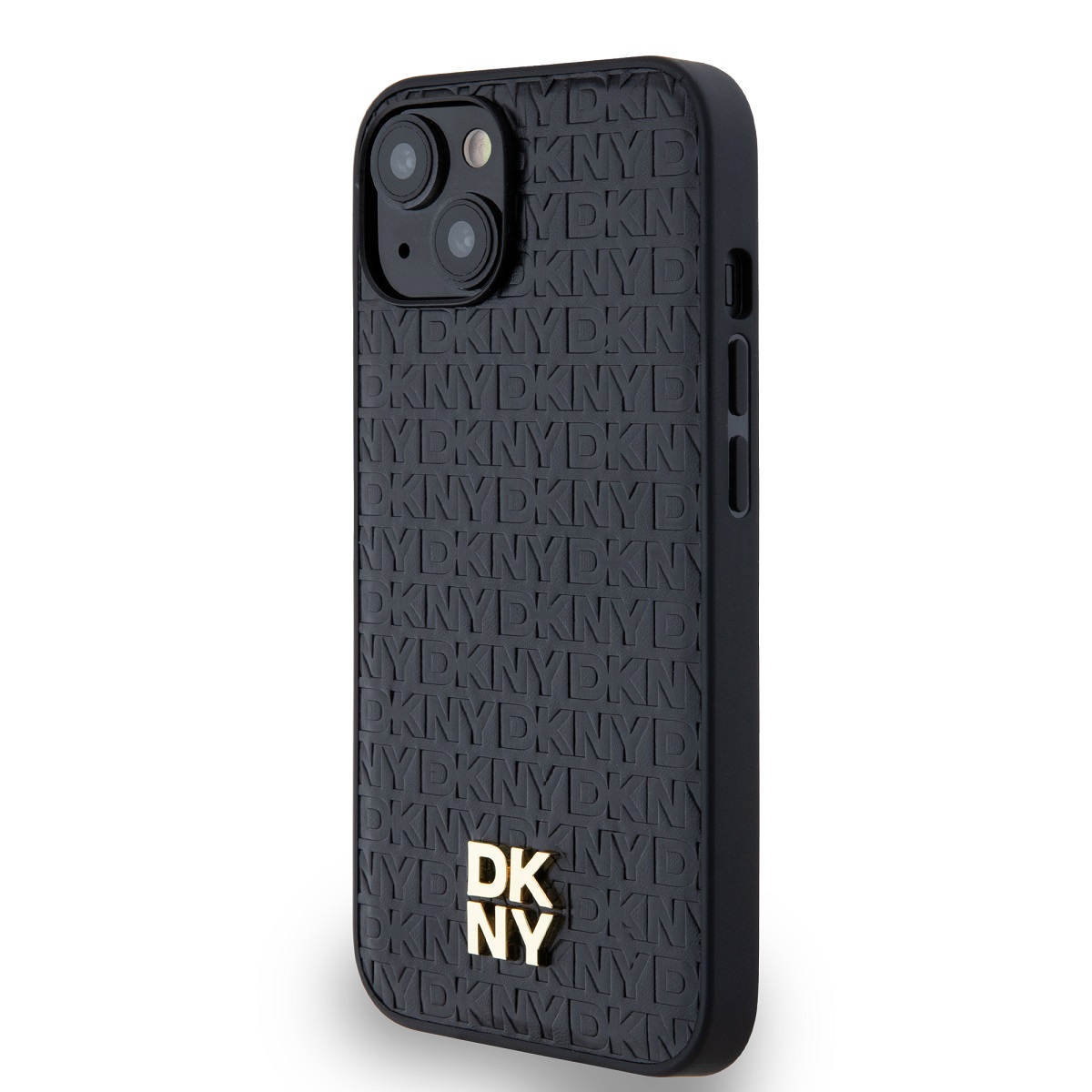 Zadní kryt DKNY PU Leather Repeat Pattern Stack Logo Magsafe pro Apple iPhone 14, černá