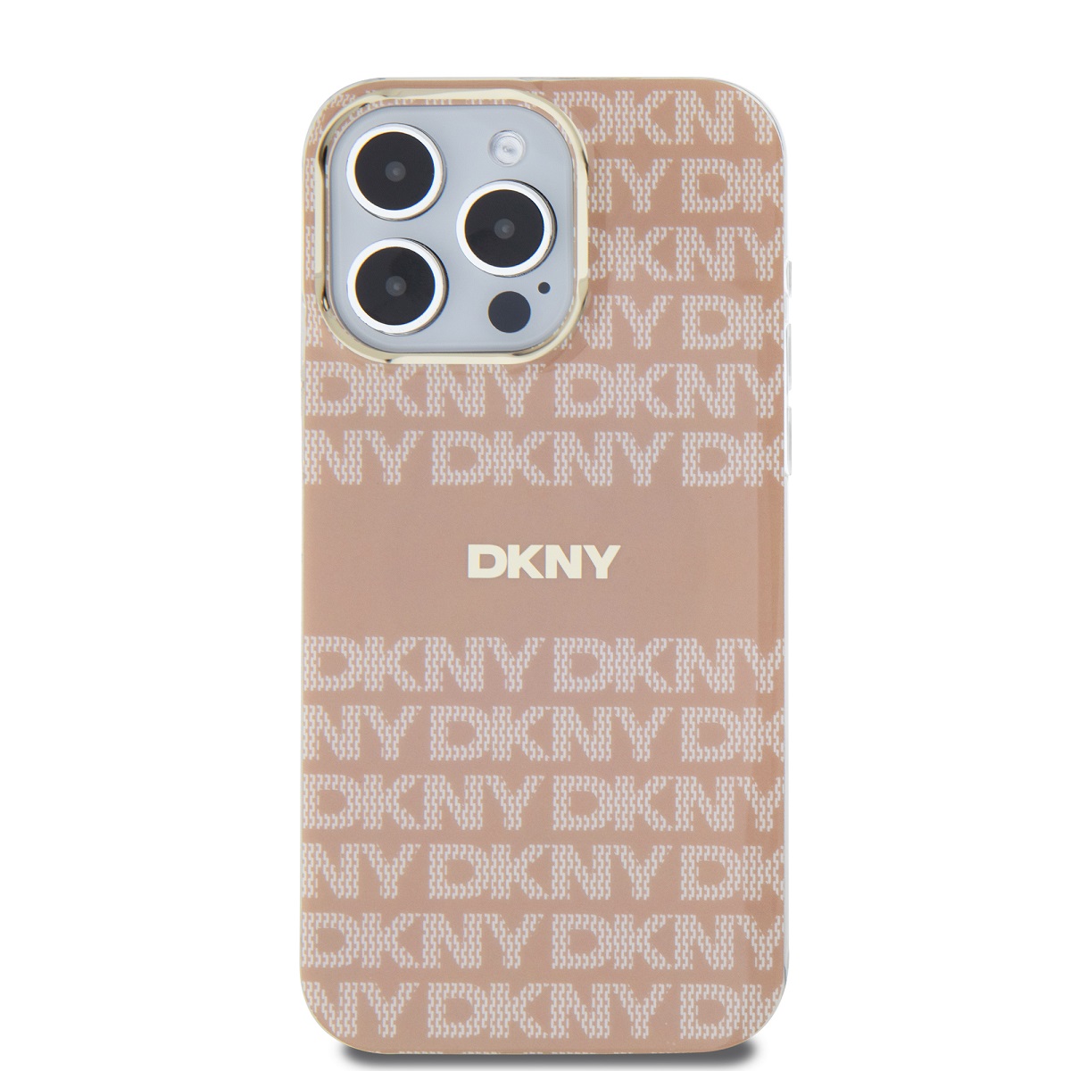 Zadní kryt DKNY PU Leather Repeat Pattern Tonal Stripe MagSafe pro Apple iPhone 15 Pro Max, růžová