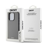 DKNY PU Leather Silver Metal Logo Magsafe Zadní Kryt pro iPhone 15 Pro Max Grey