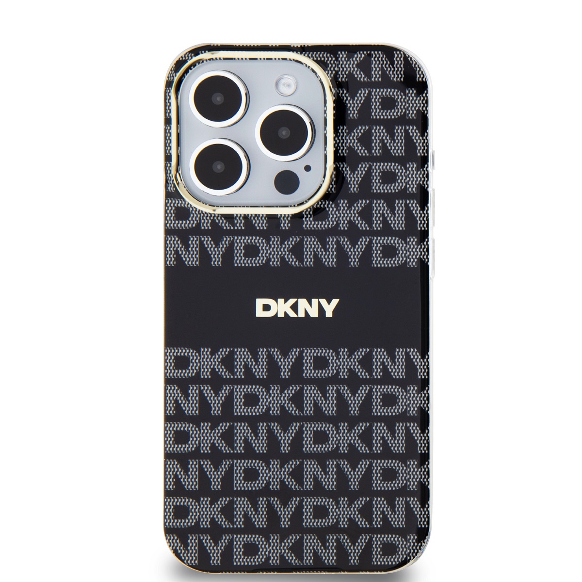 Zadní kryt DKNY PC/TPU Repeat Pattern Tonal Stripe Magsafe pro Apple iPhone 15 Pro Max, černá