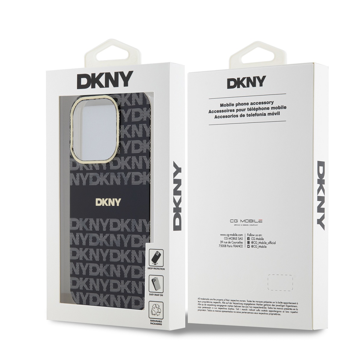 DKNY PC/TPU Repeat Pattern Tonal Stripe Magsafe Zadní Kryt pro iPhone 14 Pro Black