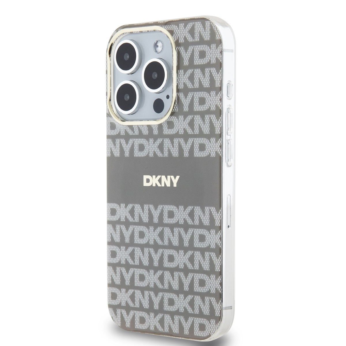 DKNY PC/TPU Repeat Pattern Tonal Stripe Magsafe Zadní Kryt pro iPhone 14 Pro Beige