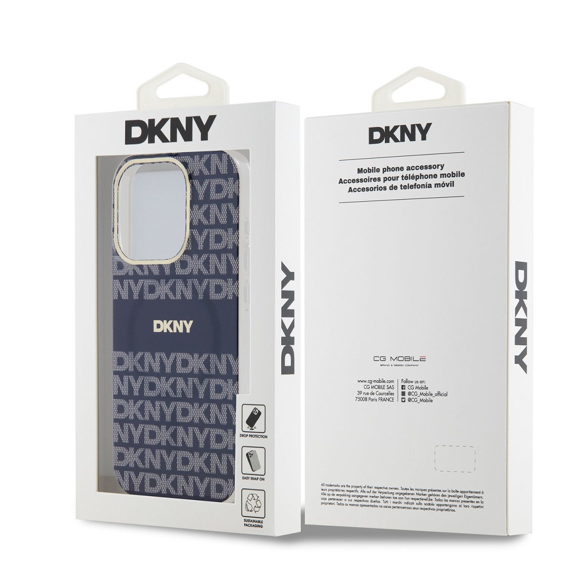 DKNY PC/TPU Repeat Pattern Tonal Stripe Magsafe Zadní Kryt pro iPhone 15 Pro Max Blue