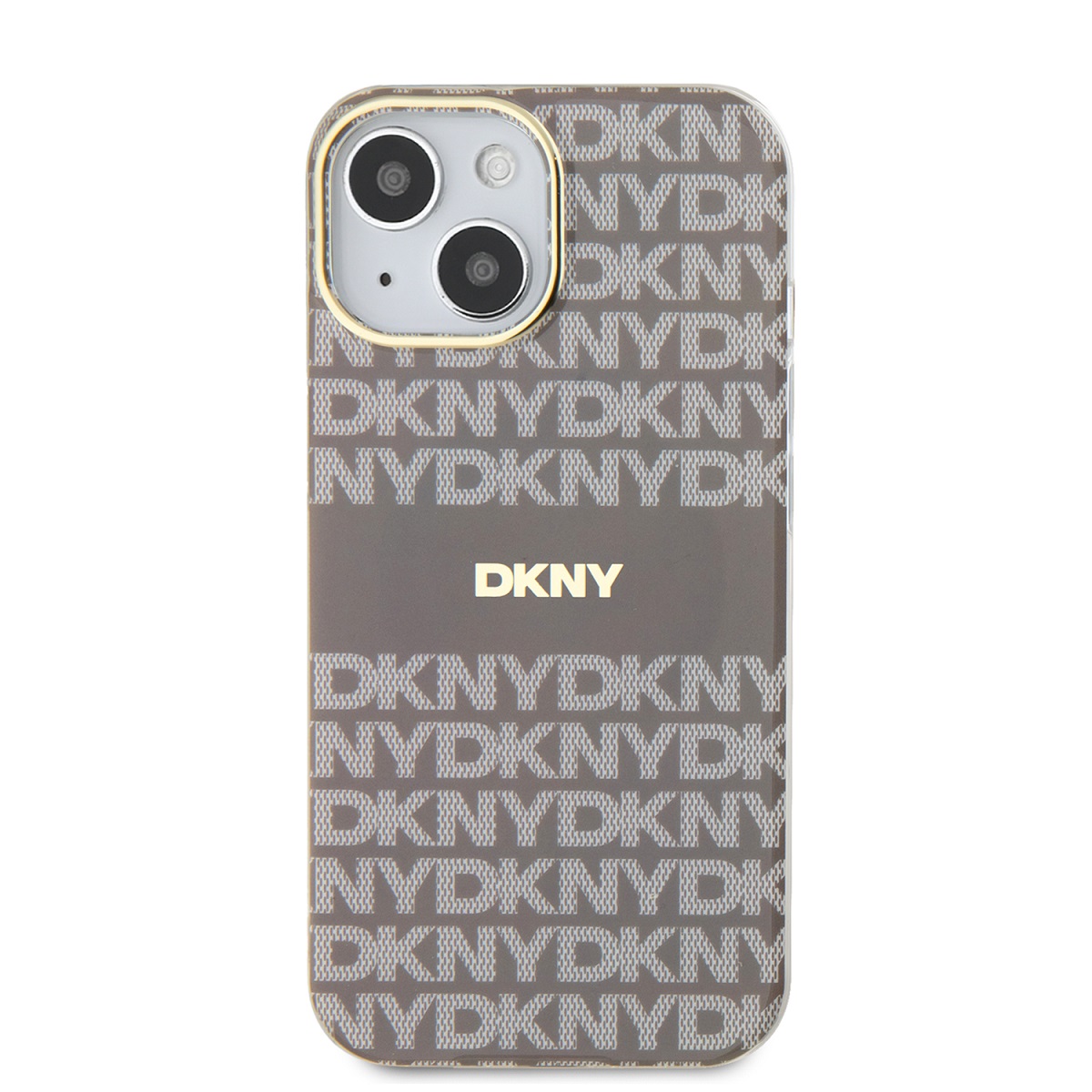 Zadní kryt DKNY PC/TPU Repeat Pattern Tonal Stripe Magsafe pro Apple iPhone 13, béžová