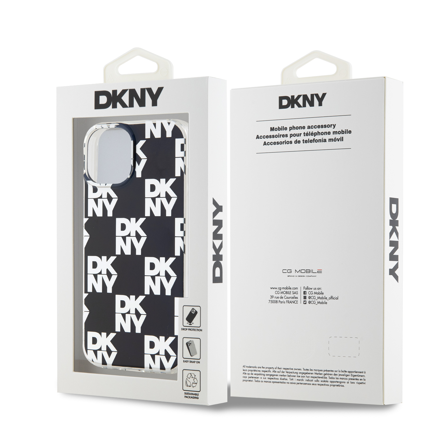 DKNY PC/TPU Checkered Pattern Zadní Kryt pro iPhone 15 Black