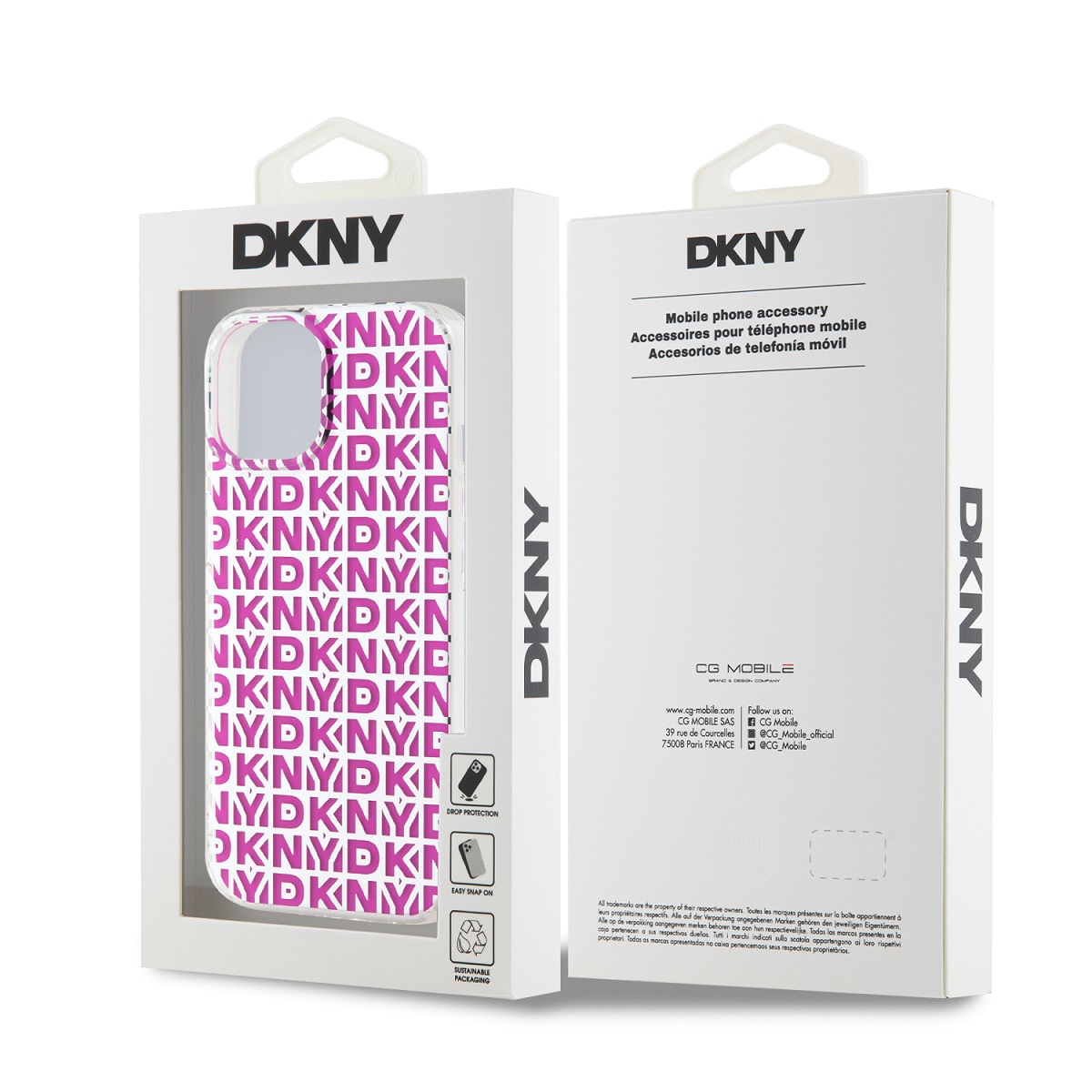 DKNY PC/TPU Repeat Pattern Zadní Kryt pro iPhone 15 Pink