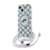 Karl Lagerfeld IML Monogram Crossbody K&CH Heads MagSafe Zadní Kryt pro iPhone 14 Transparent