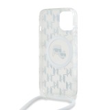 Karl Lagerfeld IML Monogram Crossbody K&CH Heads MagSafe Zadní Kryt pro iPhone 14 Transparent