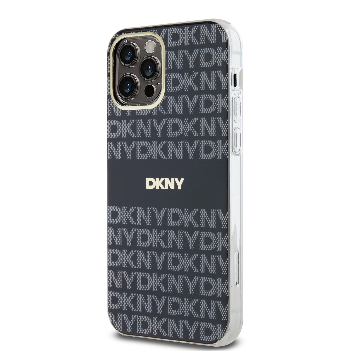 DKNY PC/TPU Repeat Pattern Tonal Stripe Magsafe Zadní Kryt pro iPhone 12/12 Pro Black