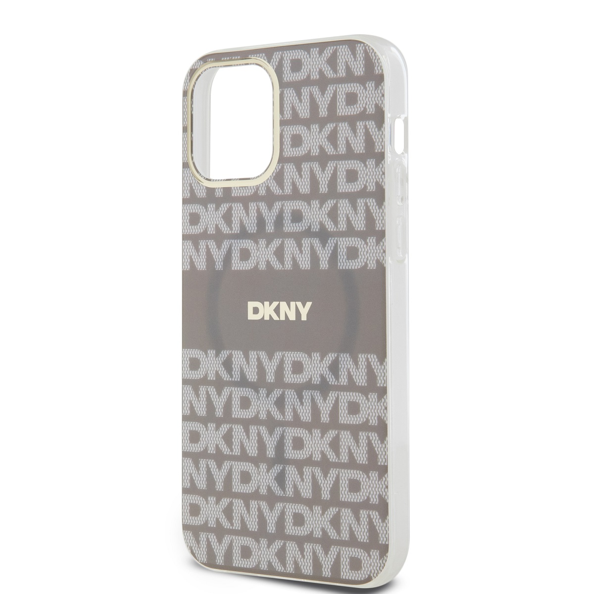 DKNY PC/TPU Repeat Pattern Tonal Stripe Magsafe Zadní Kryt pro iPhone 12/12 Pro Beige