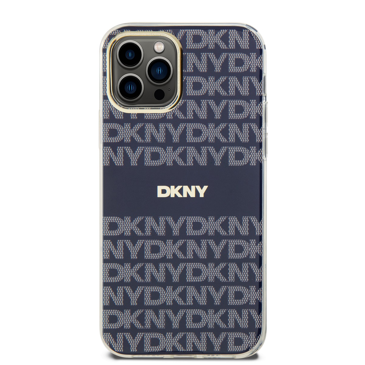 Zadní kryt DKNY PC/TPU Repeat Pattern Tonal Stripe Magsafe pro Apple iPhone 12/12 Pro, modrá