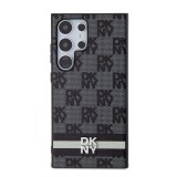 DKNY PU Leather Checkered Pattern and Stripe Zadní Kryt pro Samsung Galaxy S24 Ultra Black