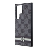 DKNY PU Leather Checkered Pattern and Stripe Zadní Kryt pro Samsung Galaxy S24 Ultra Black