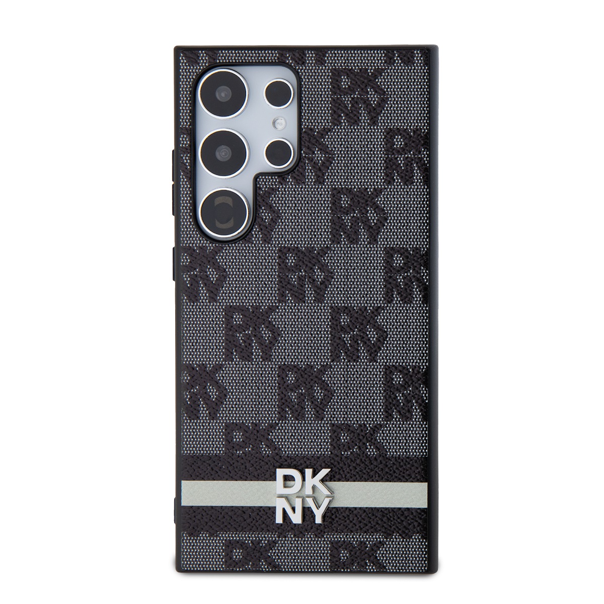 Zadní kryt DKNY PU Leather Checkered Pattern and Stripe pro Samsung Galaxy S24 Ultra, černá