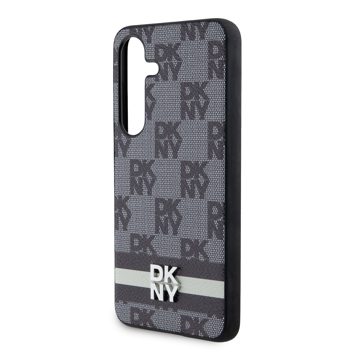 DKNY PU Leather Checkered Pattern and Stripe Zadní Kryt pro Samsung Galaxy S24+ Black