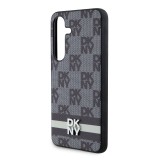 DKNY PU Leather Checkered Pattern and Stripe Zadní Kryt pro Samsung Galaxy S24 Black