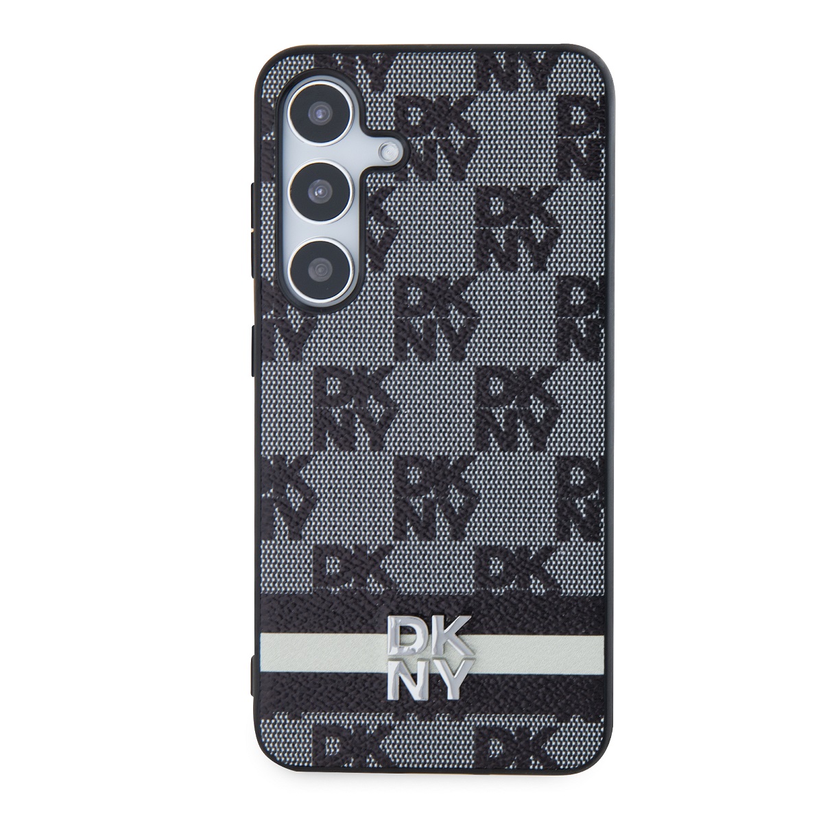 Zadní kryt DKNY PU Leather Checkered Pattern and Stripe pro Samsung Galaxy S24, černá
