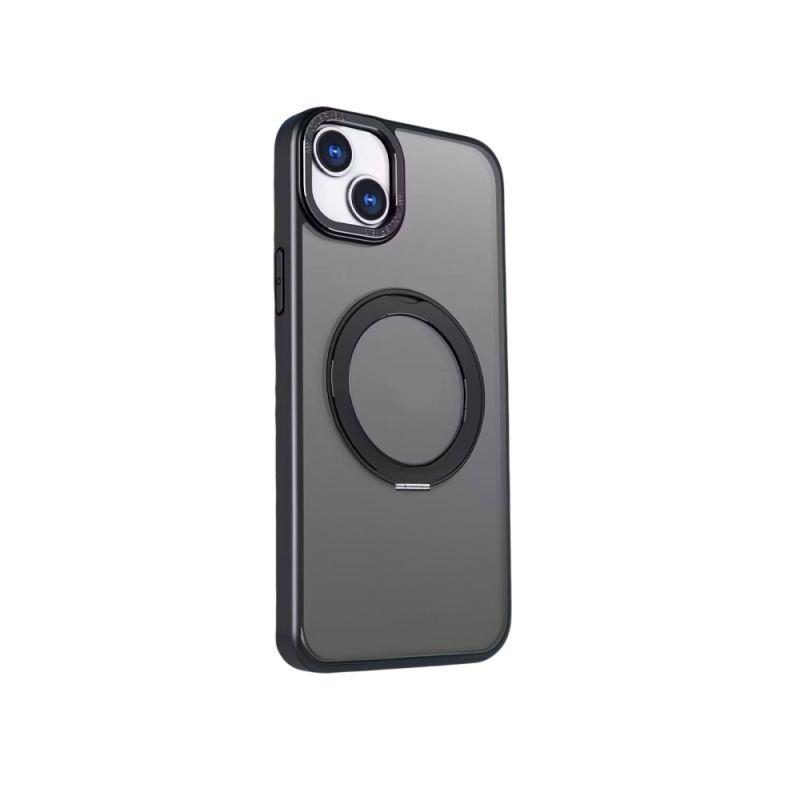 Silikonové TPU pouzdro Mag Ring Rotating pro Apple iPhone 15 Pro Max, černá