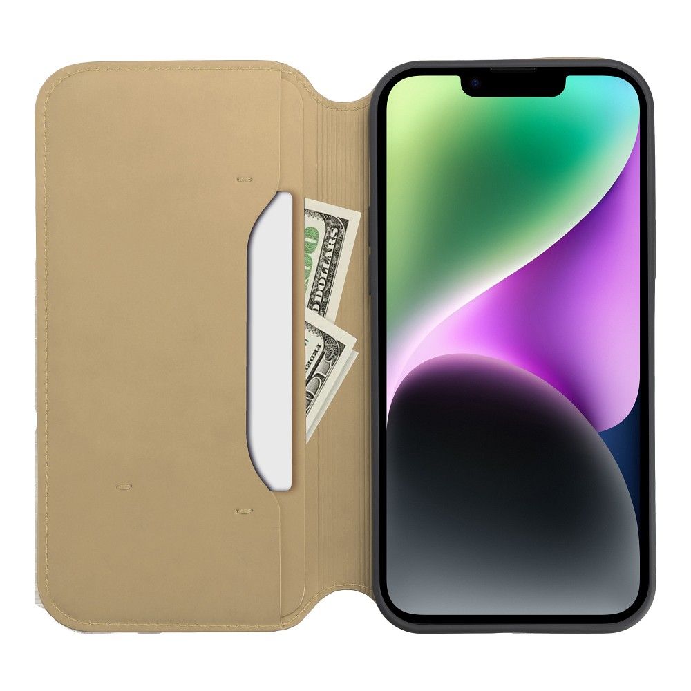 Dual Pocket book for IPHONE 15 PLUS gold