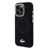 Lacoste Liquid Silicone Microfiber Silver Croc Logo MagSafe Zadní Kryt pro iPhone 15 Pro Max Black