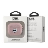 Karl Lagerfeld PU Embossed Choupette Head Pouzdro pro AirPods 3 Pink